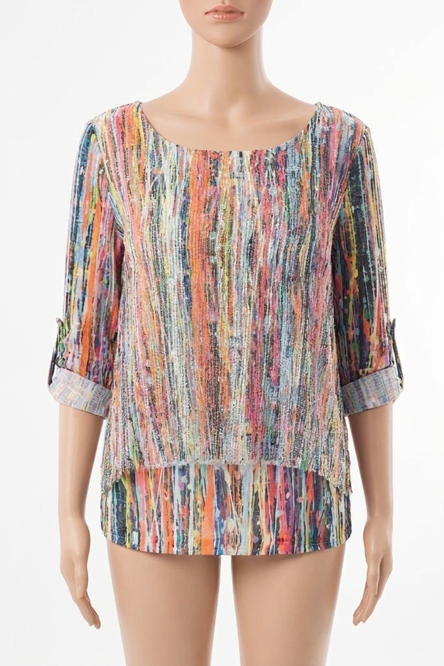 NEW ANGEL splattered painted layered set in white multi